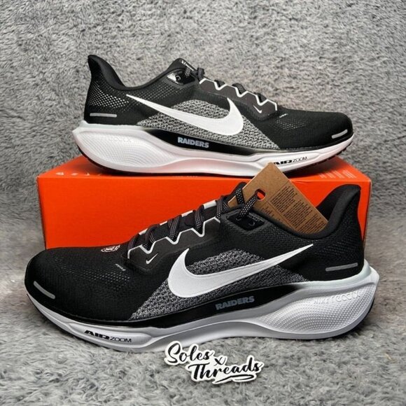 Nike Pegasus 41 NFL Las Vegas Raider Size 12.5 Men Black Silver White FZ5093-001 - Picture 1 of 9